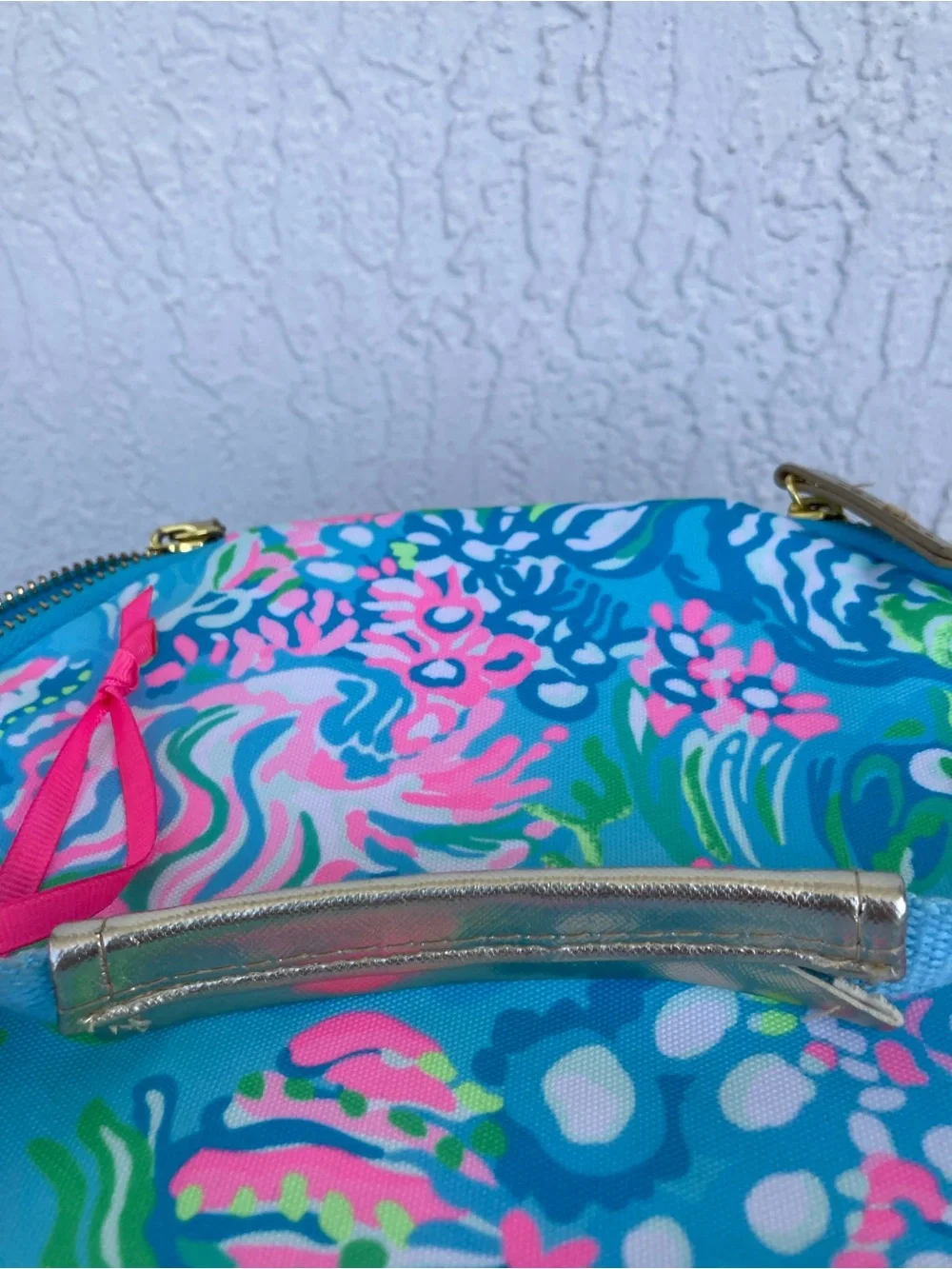 Lilly Pulitzer Insulated Beach Cooler Bag Best Fishes Blue Pink NO LONG STRAP
